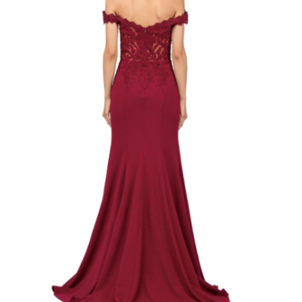 DANCING QUEEN Maxi evening gown dress Burgundy color off shoulder size 3XL - NWT - Picture 2 of 16